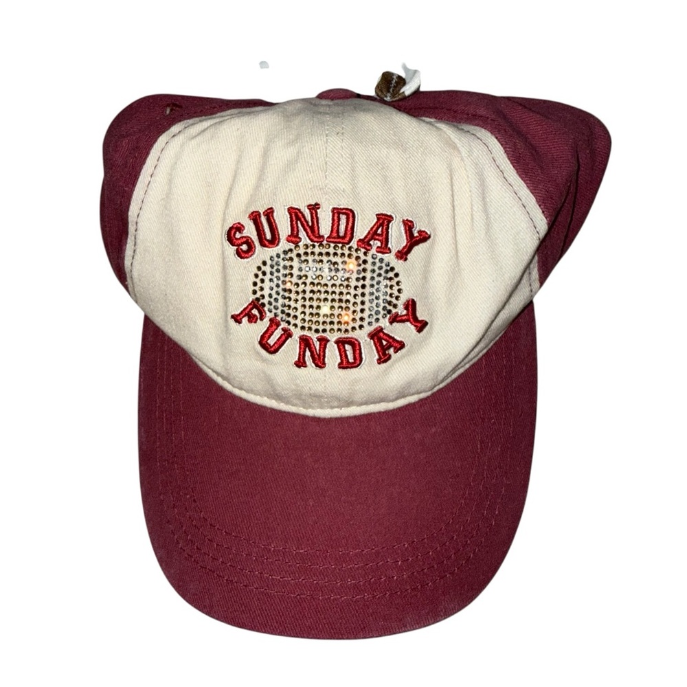 Sincerely Jules Burgundy and Cream Cap with Scrunchies - Picture 5 of 6